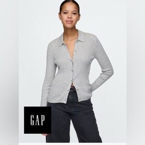 GAP Cashsoft Rib Polo Cardigan